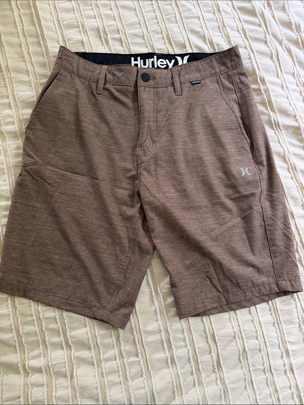 Hurley Men's Brown Performance Flat-Front Shorts W30